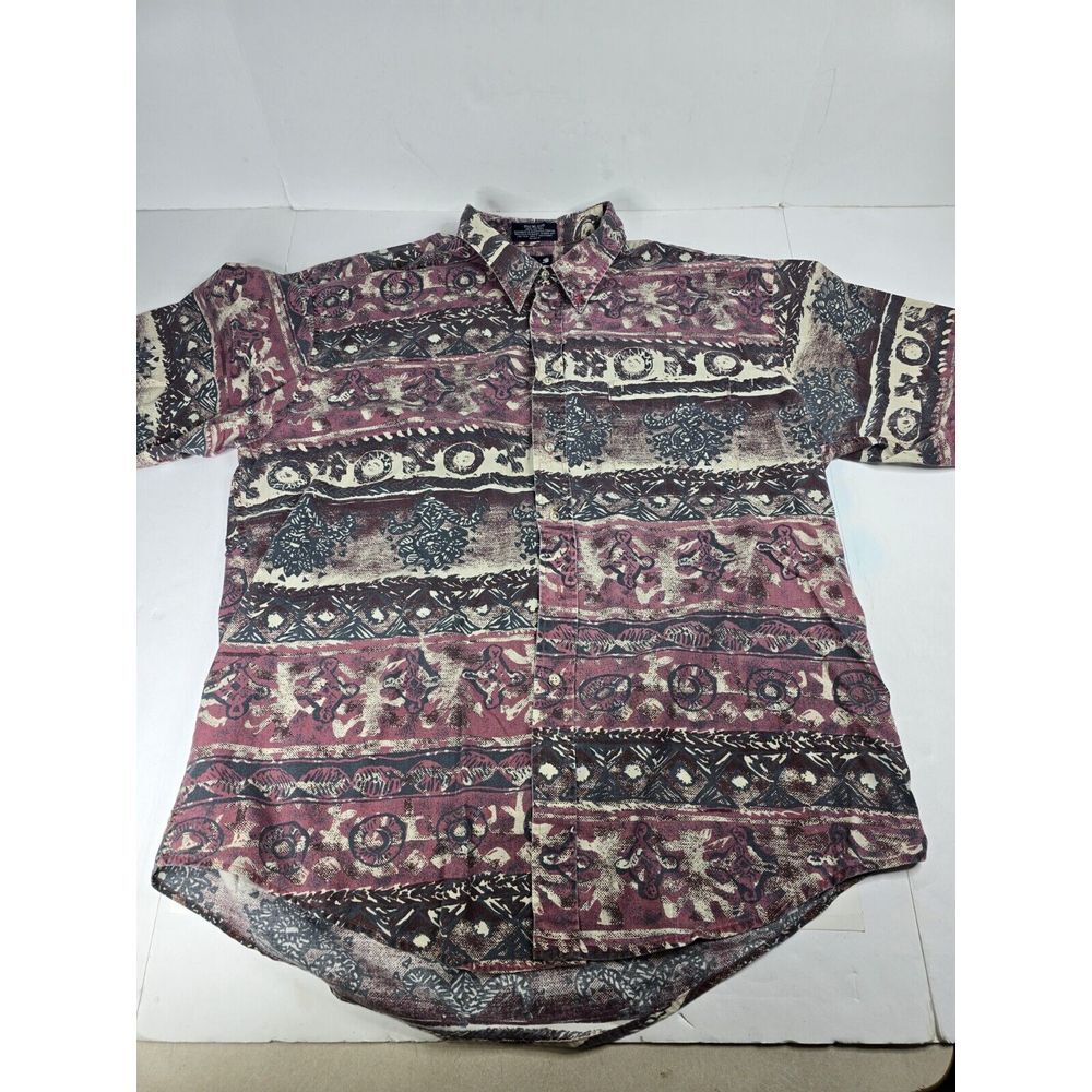 Stanley Blacker Button Up Shirt Men's Size XL Short Sleeve 100% Cotton Hawaiian